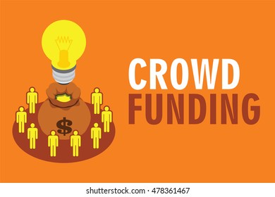crowdfunding illustration people with orange background