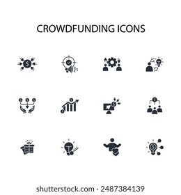 Crowdfunding investment icon set.vector.Editable stroke.linear style sign for use web design,logo.Symbol illustration.