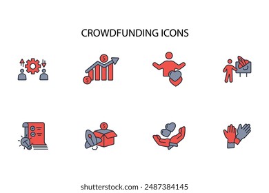 Crowdfunding investment icon set.vector.Editable stroke.linear style sign for use web design,logo.Symbol illustration.