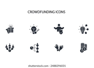 Crowdfunding investment icon set.vector.Editable stroke.linear style sign for use web design,logo.Symbol illustration.