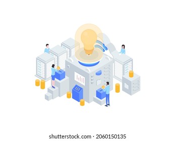 Crowdfunding Isometric Flat Illustration. Suitable for Mobile App, Website, Banner, Diagrams, Infographics, and Other Graphic Assets.