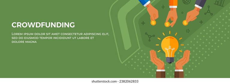 Crowdfunding landing page template. Startup investment concept. Online service project to donate, support or collective raise money for new ideas. Entrepreneur business strategy, venture capital