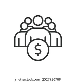 Crowdfunding, in line design. Crowdfunding, fundraising, investment, online funding, financial support, startup, community on white background vector. Crowdfunding, in line design editable stroke icon