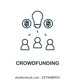 Crowdfunding line icon. Colored element sign from finance management collection. Outline Crowdfunding icon sign for web design, infographics and more.