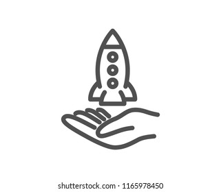 Crowdfunding line icon. Launch Startup project sign. Innovation symbol. Quality design element. Classic style. Editable stroke. Vector