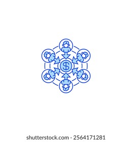 Crowdfunding Line Icon. linear style sign for mobile concept and web design. Outline vector icon.