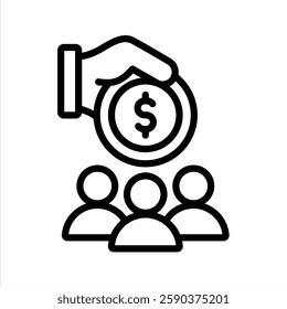 Crowdfunding Line Vector Illustration On White Background.