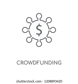Crowdfunding linear icon. Crowdfunding concept stroke symbol design. Thin graphic elements vector illustration, outline pattern on a white background, eps 10.