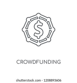 Crowdfunding linear icon. Crowdfunding concept stroke symbol design. Thin graphic elements vector illustration, outline pattern on a white background, eps 10.