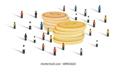 crowd-funding money financial donation crowd group of small people together business cooperation looking for big cash