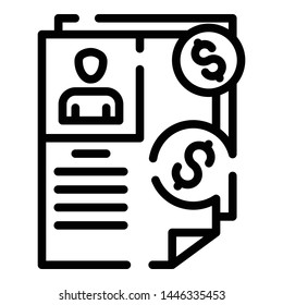 Crowdfunding papers icon. Outline crowdfunding papers vector icon for web design isolated on white background
