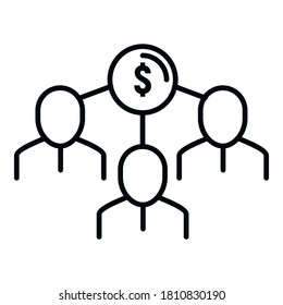 Crowdfunding people network icon. Outline crowdfunding people network vector icon for web design isolated on white background