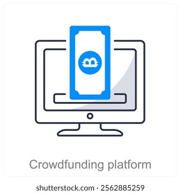 Crowdfunding Platform and fundraising icon concept