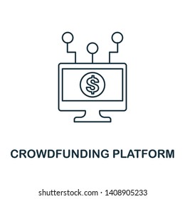 Crowdfunding Platform icon outline style. Thin line design from fintech icons collection. Pixel perfect crowdfunding platform icon for web design, apps, software, print usage.