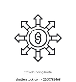 Crowdfunding Portal icon. Outline style icon design isolated on white background