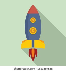 Crowdfunding rocket icon. Flat illustration of crowdfunding rocket vector icon for web design