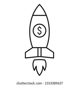 Crowdfunding rocket icon. Outline crowdfunding rocket vector icon for web design isolated on white background