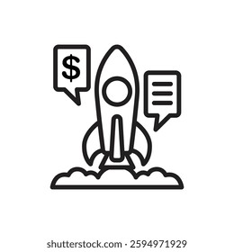 Crowdfunding Startup Outline Icon Vector Illustration