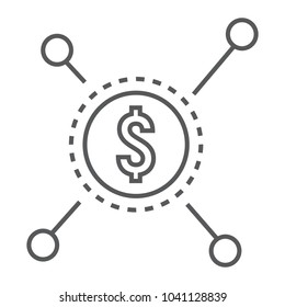 Crowdfunding thin line icon, development and business, sponsor sign vector graphics, a linear pattern on a white background, eps 10.