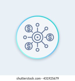 crowdfunding thin line icon, vector illustration