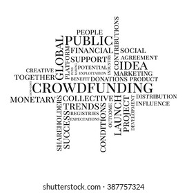 Crowdfunding typographic word cloud