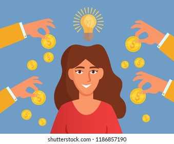 Crowdfunding Vector. Cartoon. Isolated art Flat