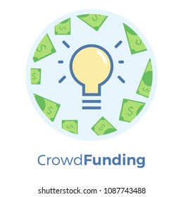 Crowdfunding vector flat illustration. Idea of sharing and donating money. Auditing tax process. EPS 10