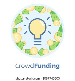 Crowdfunding vector flat illustration. Idea of sharing and donating money. Auditing tax process. EPS 10