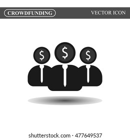 Crowdfunding vector icon, crowdsourcing black icon