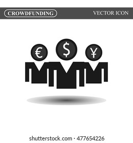 Crowdfunding vector icon, crowdsourcing black icon