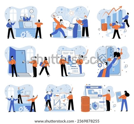 Crowdfunding. Vector illustration. Backers contributions help secure additional funding in crowdfunding Investing in crowdfunding allows for early adoption innovative products Transparency