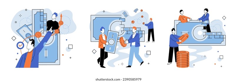 Crowdfunding. Vector illustration. Contributions provide necessary resources for project execution in crowdfunding Investing in crowdfunding carries inherent risks and rewards Effective storytelling