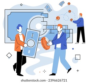 Crowdfunding. Vector illustration. Financial support accelerates pace research in crowdfunding promotes community and shared purpose among backers Backers contributions protect