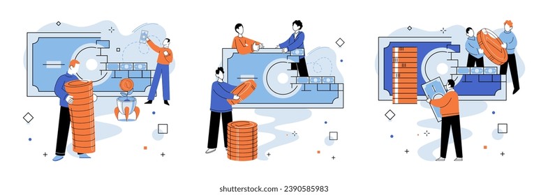 Crowdfunding. Vector illustration. Crowdfunding has revolutionized project funding through power crowd The crowdfunding metaphor compares backers to supportive crowd Donations are crucial for success