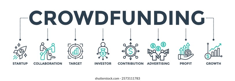 Crowdfunding web icon concept for financing and collaboration
