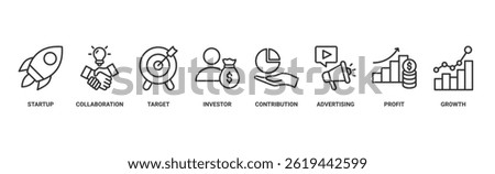 Crowdfunding web icon vector illustration concept with icon of startup, collaboration, target, investor, contribution, advertising, profit, growth