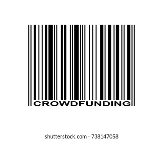 Crowdfunding word and barcode icon
