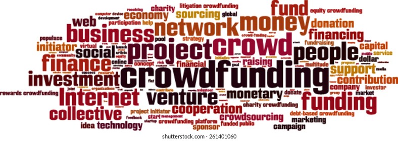 Crowdfunding word cloud concept. Vector illustration