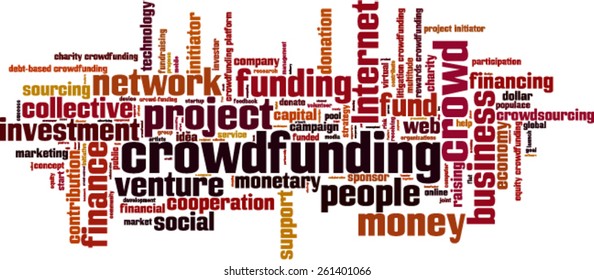 Crowdfunding word cloud concept. Vector illustration