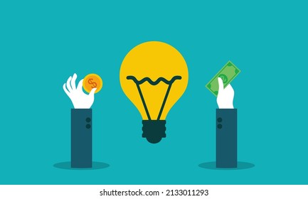 crowdfunding,investing into idea, funding project by rising monetary contributions, vector iilustration