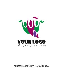 Crowdly people handling flaag design logo