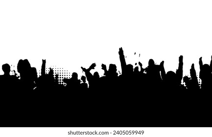 Crowds of people jumping, people silhoutte Vector illustration