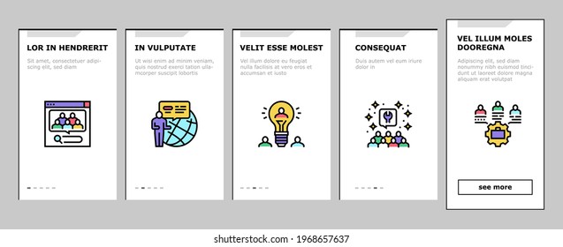Crowdsourcing Business Onboarding Mobile App Page Screen Vector. Internet Advertising And Social Media Promotion, Idea And Viral Marketing Crowdsourcing Illustrations