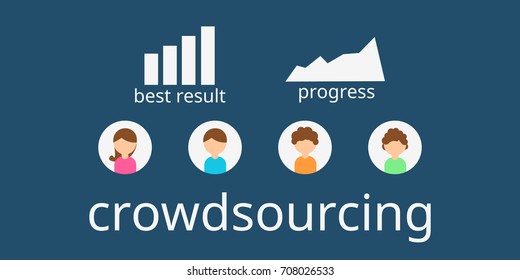 Crowdsourcing business. Vector flat design. Flyer or brochure. Crowdsourcing concept.