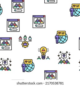 Crowdsourcing Business Vector Seamless Pattern Thin Line Illustration
