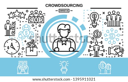 Crowdsourcing concept background. Outline illustration of crowdsourcing vector concept background for web design