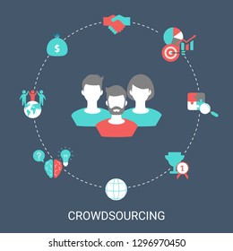 Crowdsourcing concept. Isolated vector illustration. Trendy flat design.