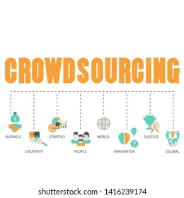 Crowdsourcing concept. Isolated vector illustration. Trendy flat design.