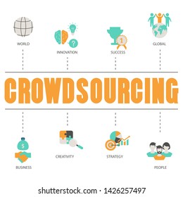Crowdsourcing concept. Isolated vector illustration. Trendy flat design.