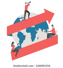 Crowdsourcing concept with people. Isolated vector illustration. Trendy flat design.